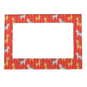 Cute Safari Animals Zebras and Giraffes Magnetic Frame