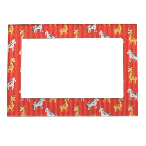 Cute Safari Animals Zebras and Giraffes Magnetic Frame