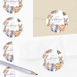 Cute Safari Baby Animals Girl Shower seal stickers