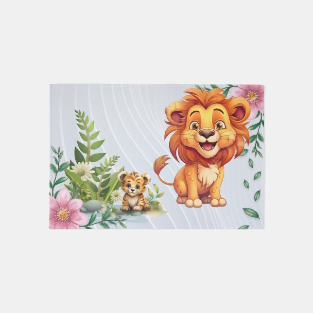cute safari baby animals rug (Front)