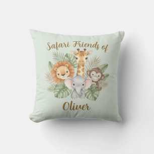 Cute Safari Baby Animals Throw Pillow