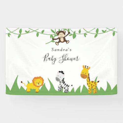 Cute Safari Baby Shower Background Jungle Animals Banner