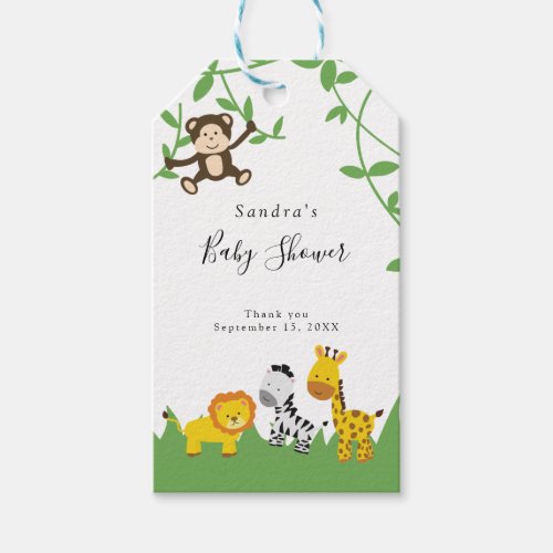 Cute Safari Baby Shower Background Jungle Animals Gift Tags