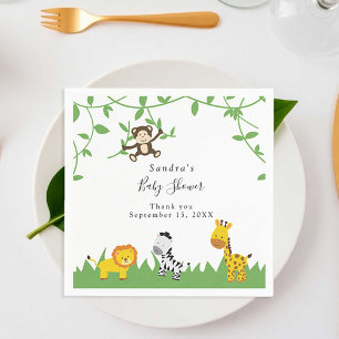 Cute Safari Baby Shower Background Jungle Animals Napkins