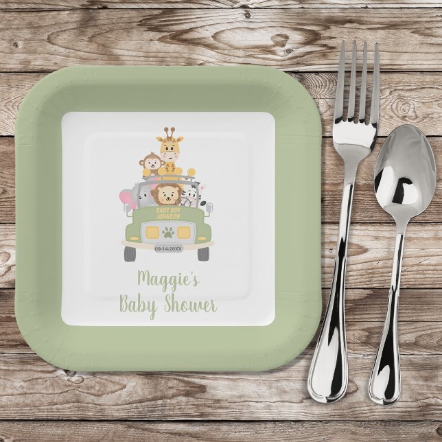 Cute Safari Baby Shower Paper Plates (Creator Uploaded)