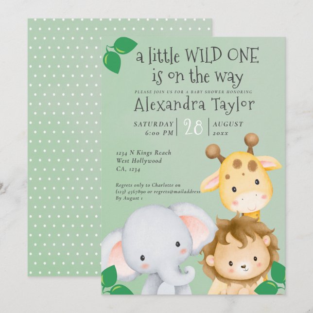 Cute Safari Baby Shower Personalized Invitation (Front/Back)