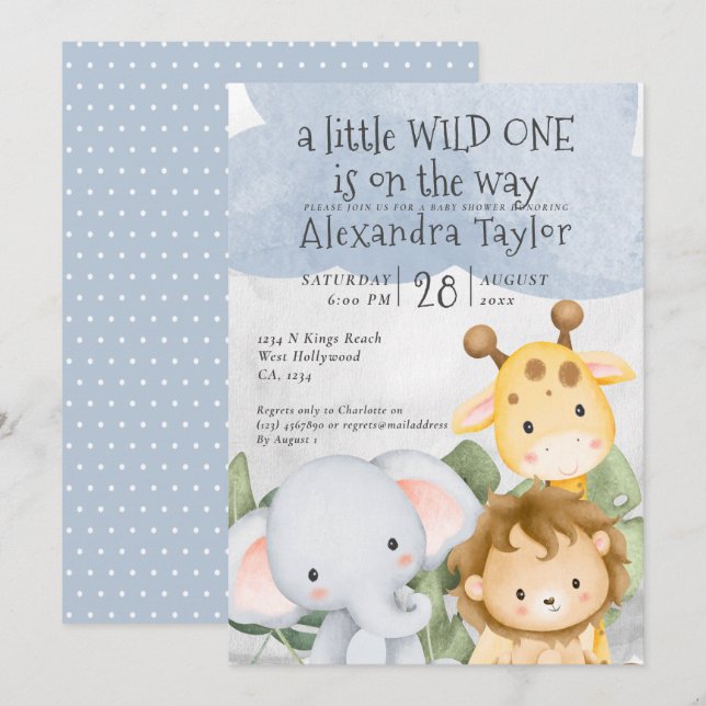 Cute Safari Baby Shower Personalized Invitation (Front/Back)