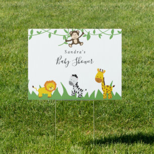 Cute Safari Baby Shower Sign Jungle Animals