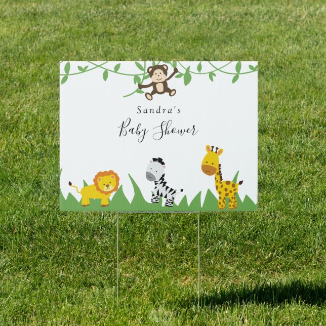 Cute Safari Baby Shower Sign Jungle Animals  (Insitu)