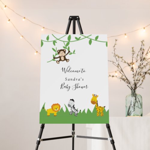 Cute Safari Baby Shower Welcome Sign Custom Kawaii