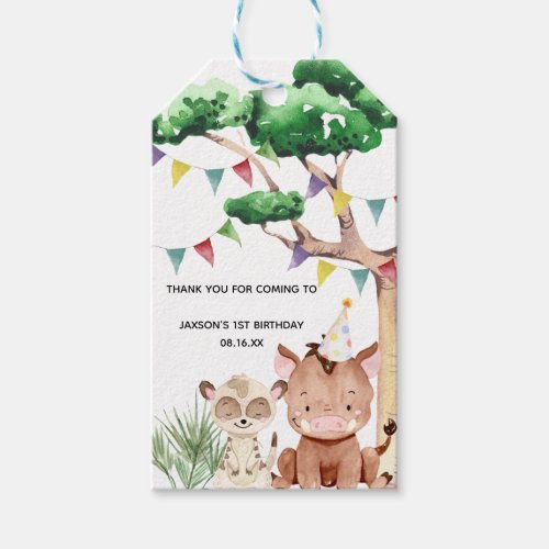 Cute Safari Baby Warthog  Meerkat Thank You Gift Tags