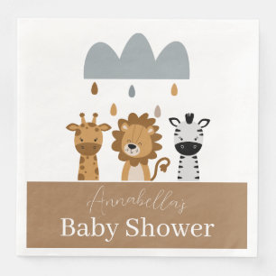 Cute Safari Boho Baby Animals Paper Dinner Napkins