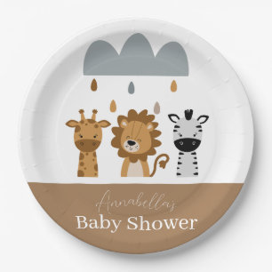 Cute Safari Boho Baby Animals Paper Plates