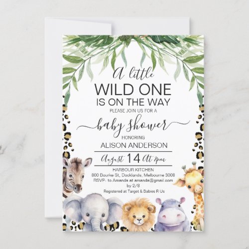 Cute Safari Cheetah Print Baby Shower Invitation