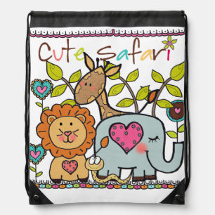 Cute Safari Drawstring Backpack Bag