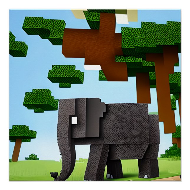 Cute Safari Elephant Pixel Art Poster (Front)