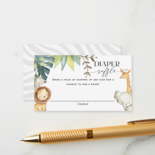 Cute Safari Gender Neutral diaper raffle tickets Enclosure Card