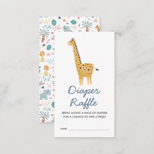 Cute Safari Giraffe Boy Baby Shower Diaper Raffle Enclosure Card