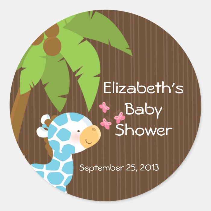 Cute Safari Giraffe Boy Baby Shower Stickers