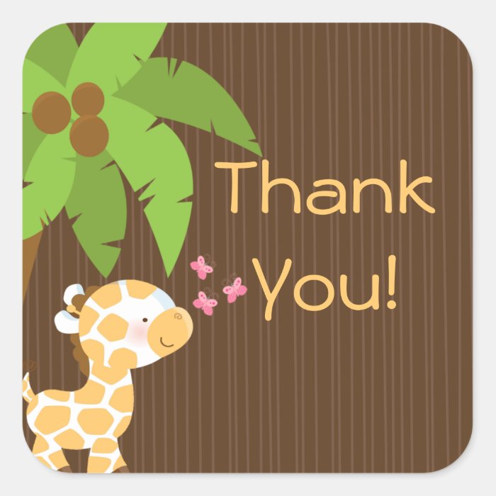 Cute Safari Giraffe Neutral Baby Shower Stickers