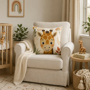 Cute Safari Giraffe Nursery Throw Pillow