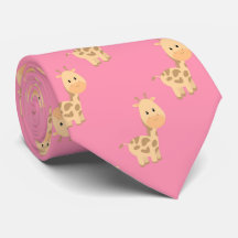 Cute Safari Giraffe Pink Tie