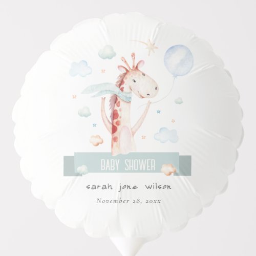 Cute Safari Giraffe Star Cloud Balloon Baby Shower