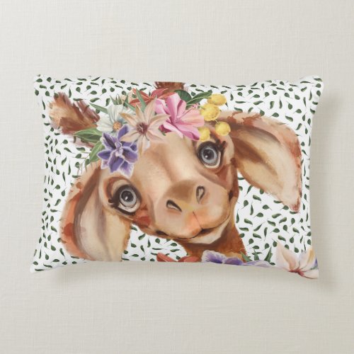 Cute safari giraffe wild animal kids accent pillow