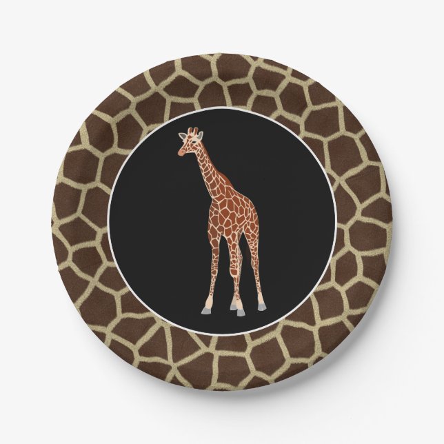 Cute Safari Giraffe Wild Animal Themed Paper Plates (Front)