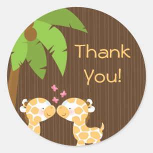 Cute Safari Giraffes Multiple Baby Shower Stickers