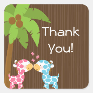 Cute Safari Giraffes Multiple Baby Shower Stickers