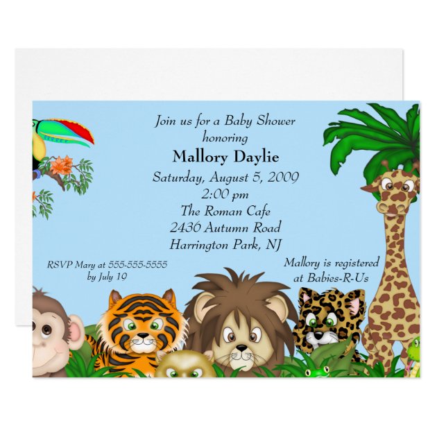 Cute Safari It's A Jungle Boy Baby Shower Invitation