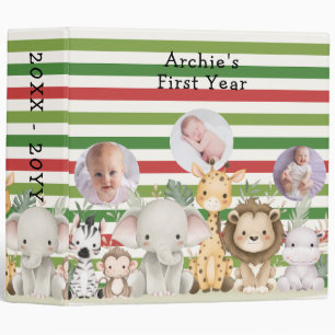 Cute Safari Jungle Animal 3 Baby Boy Photos Album Ring Binder