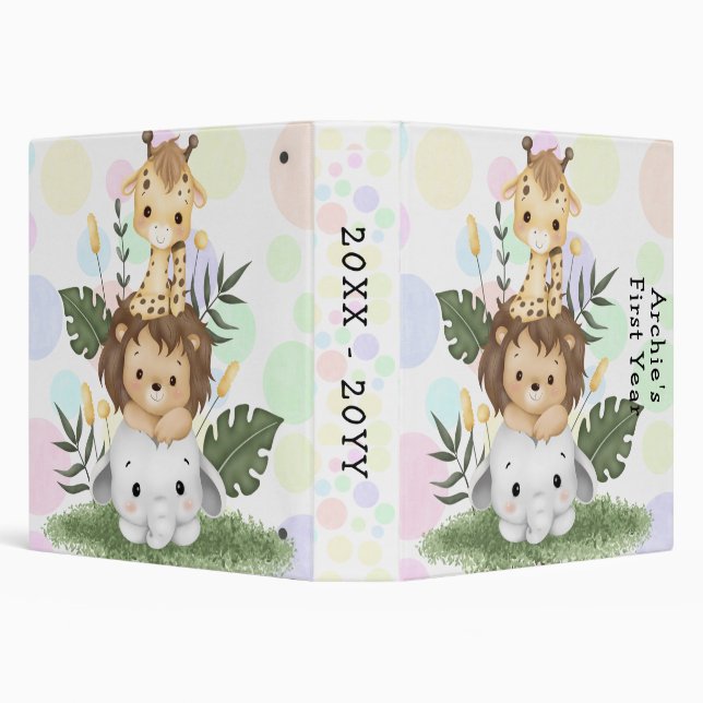 Cute Safari Jungle Animal Baby Boy Photo Album  3 Ring Binder (Background)
