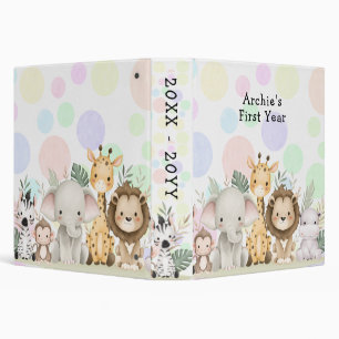 Cute Safari Jungle Animal Baby Boy Photo Album  3 Ring Binder