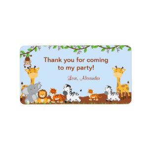 Cute Safari Jungle Animal Birthday Favor Tags