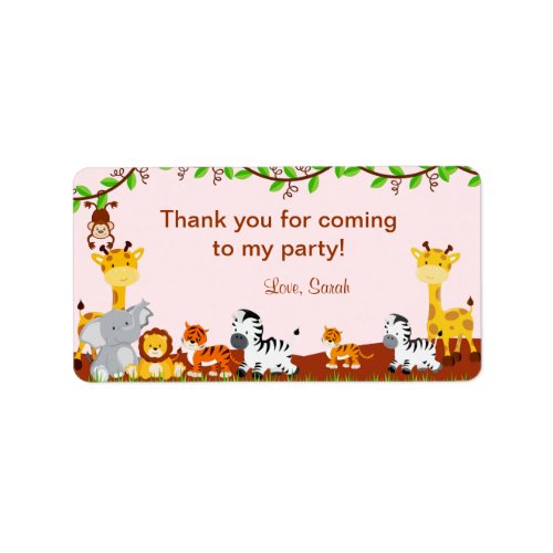 Cute Safari Jungle Animal Birthday Favor Tags