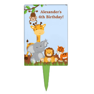 Cute Safari Jungle Animal Boy Birthday Cakepick
