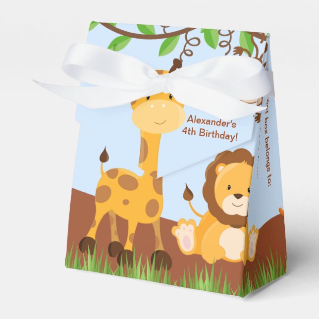 Cute Safari Jungle Animal Boy Tent Favor Box (Front Side)