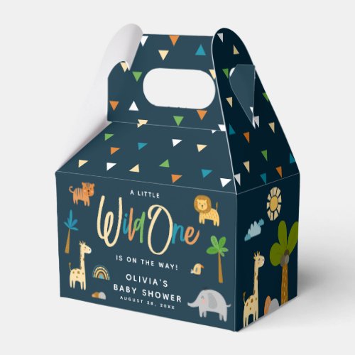 Cute Safari Jungle Animal Wild One Baby Shower Favor Boxes