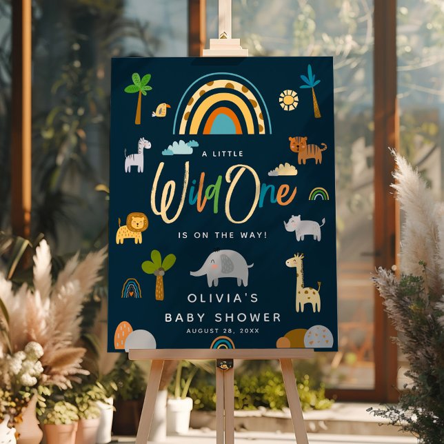 Cute Safari Jungle Animal Wild One Baby Shower Foam Board (Creator Uploaded)