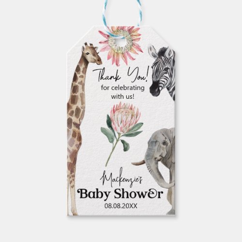Cute Safari Jungle Animals Baby Shower Gift Tag