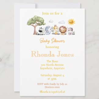 Cute Safari Jungle animals baby shower