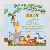 Cute Safari Jungle Animals Baby Shower Invitation (Front/Back)