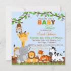 Cute Safari Jungle Animals Baby Shower Invitation