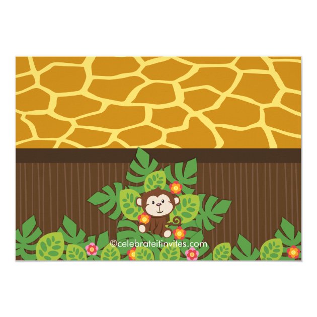 Cute Safari Jungle Animals Baby Shower Invitations