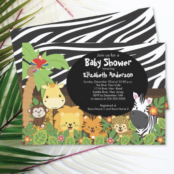 Cute Safari Jungle Animals Baby Shower Invitations by celebrateitinvites at Zazzle