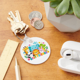 Cute Safari Jungle Animals Best Friends Keychain
