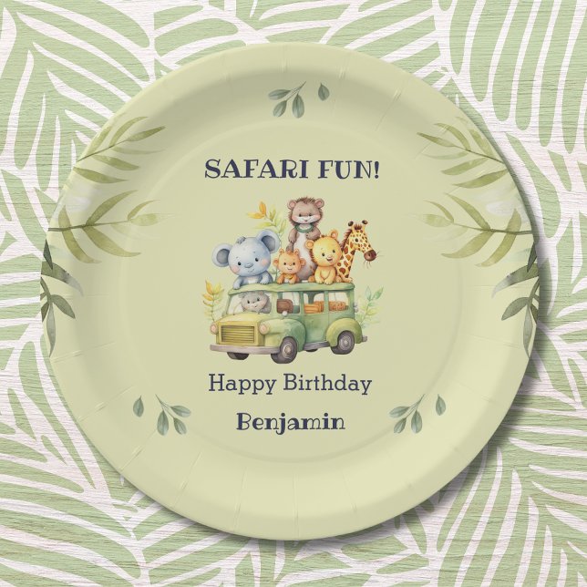 Cute Safari Jungle Animals Birthday Paper Plates (Creator Uploaded)