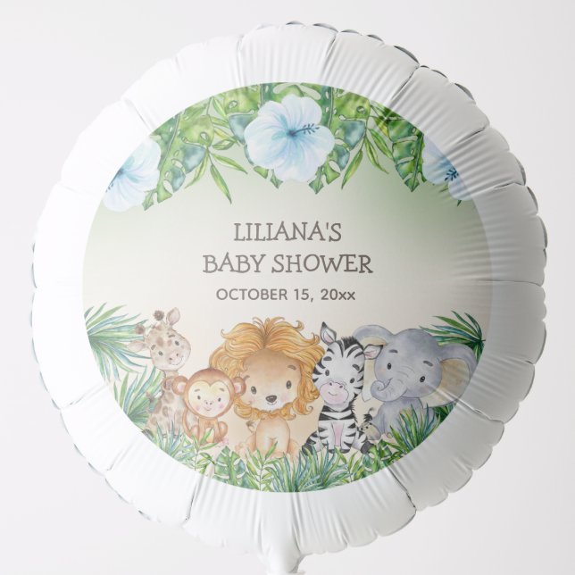 Cute Safari Jungle Animals Boy Baby Shower Balloon (Front)